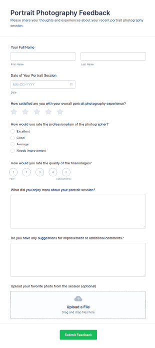 Portrait Photography Feedback Form Template