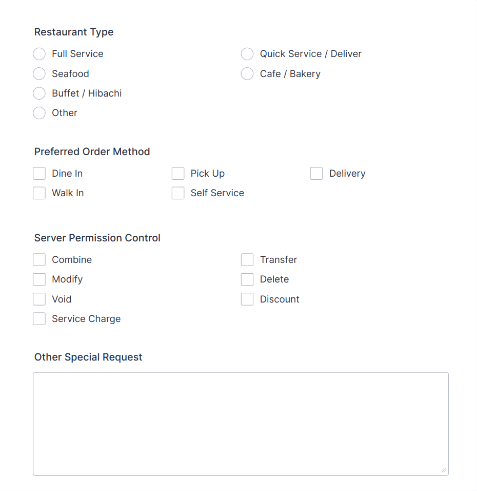 POS Setting Form Template | Jotform