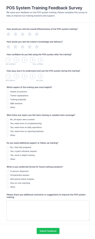 POS System Training Feedback Form Template