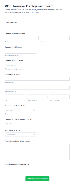 POS Terminal Deployment Form Template