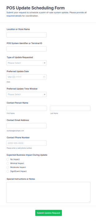 POS Update Scheduling Form Template