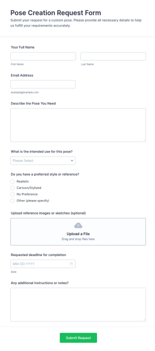 Pose Creation Request Form Template