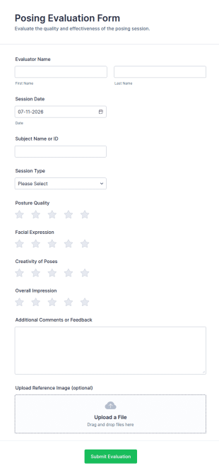 Posing Evaluation Form Template