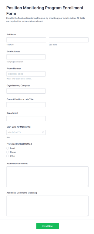 Position Monitoring Program Enrollment Form Template