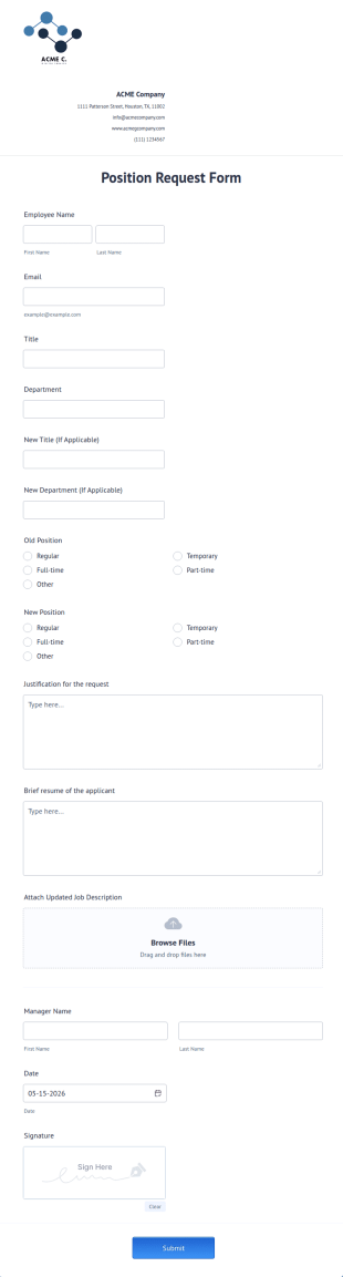 Position Request Form Template
