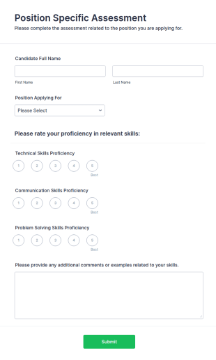 Position Specific Assessment Form Template
