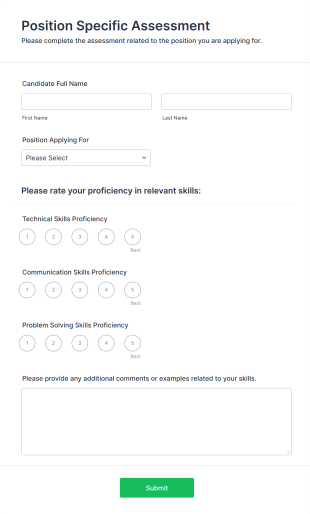 Position Specific Assessment Form Template