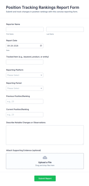 Position Tracking Rankings Report Form Template
