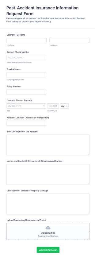 Post Accident Insurance Information Request Form Template