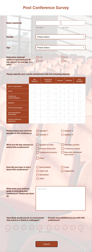 Post Conference Survey Form Template