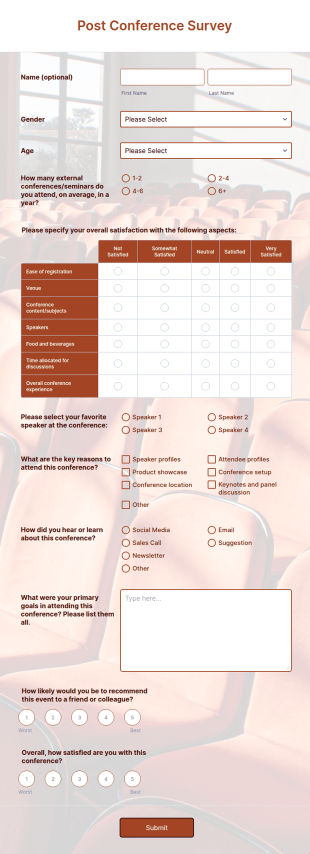 Post Conference Survey Form Template
