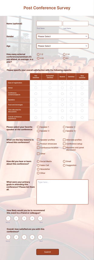 Post Conference Survey Form Template