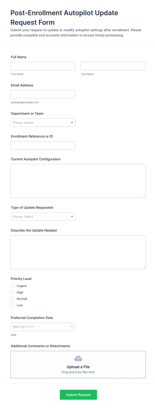 Post Enrollment Autopilot Update Request Form Template