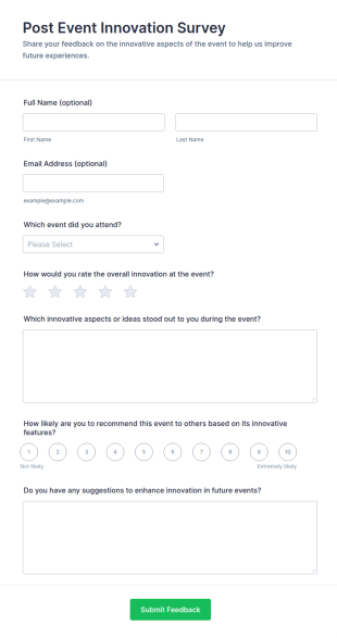 Post Event Innovation Survey Form Template