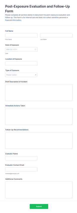 Post Exposure Evaluation And Follow Up Form Template
