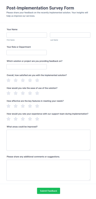 Post Implementation Survey Form Template