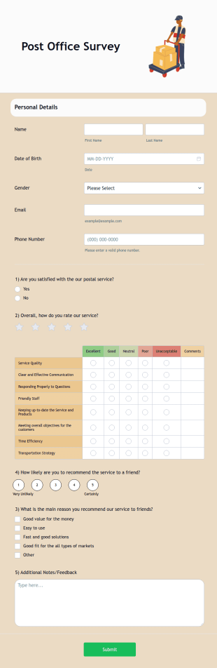 Post Office Survey Form Template