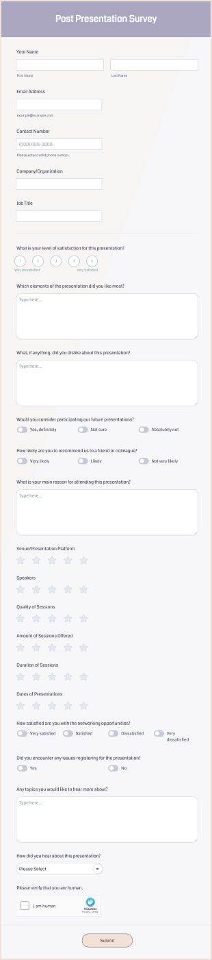 Post Presentation Survey Form Template