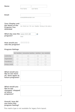Post Program Feedback Form Template