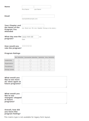 Post Program Feedback Form Template