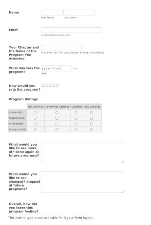 Post Program Feedback Form Template