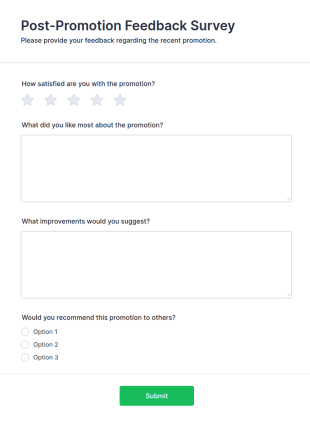 Post Promotion Feedback Survey Form Template