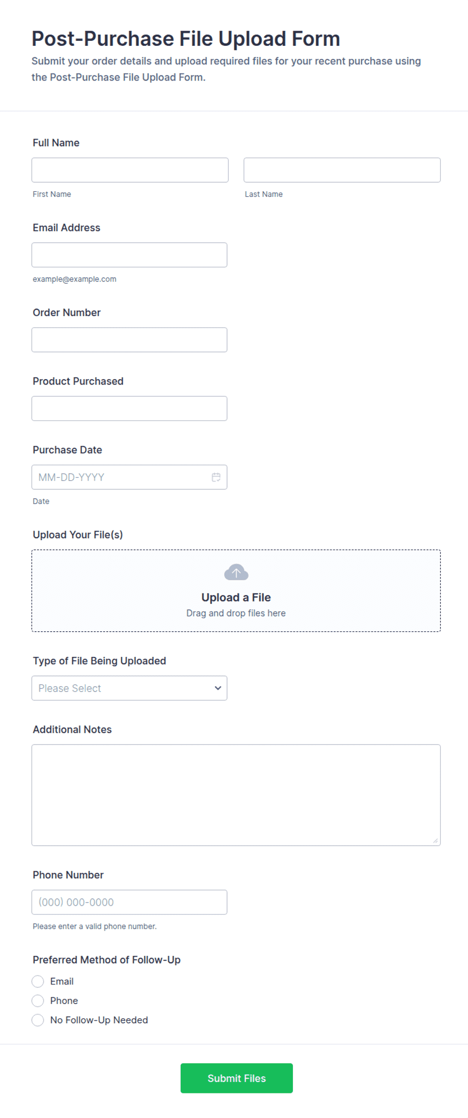 Post-Purchase File Upload Form Template | Jotform