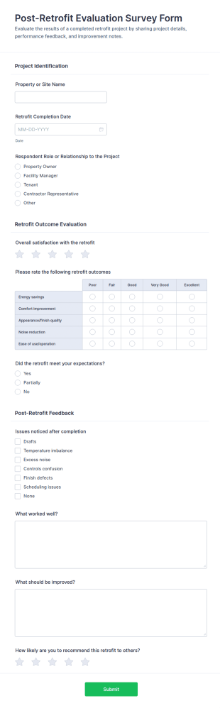 Post Retrofit Evaluation Survey Form Template