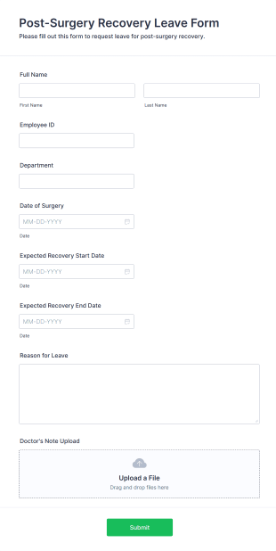 Post Surgery Recovery Leave Form Template