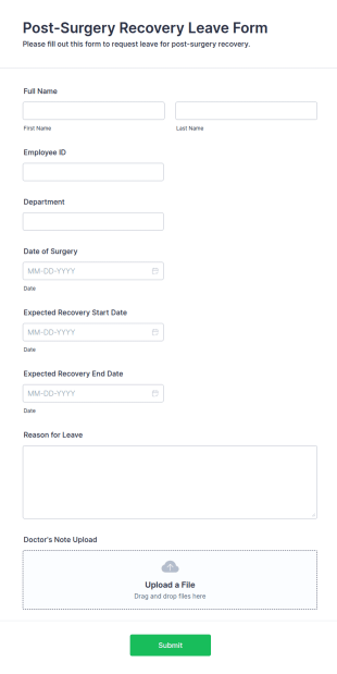 Post Surgery Recovery Leave Form Template