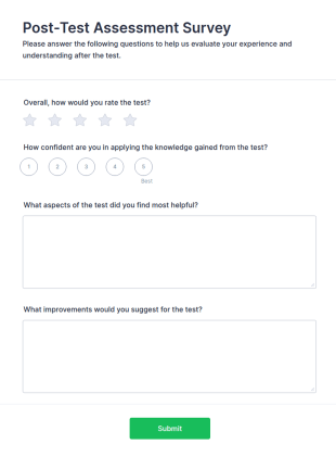 Post Test Assessment Survey Form Template