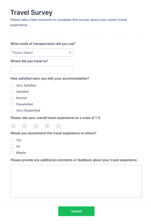 Post Travel Survey Form Template