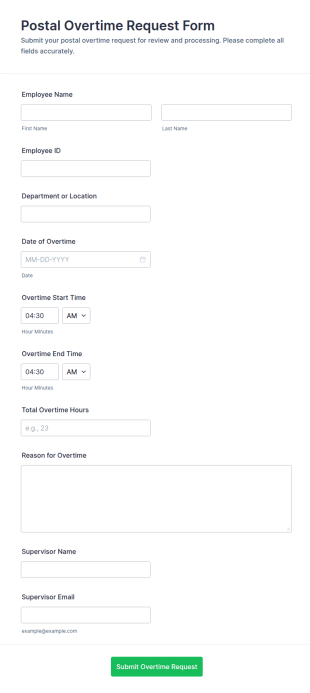 Postal Overtime Request Form Template