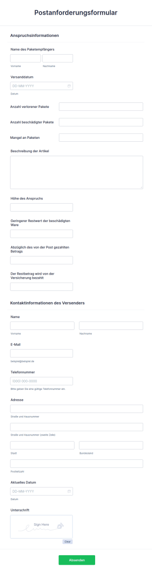Postanforderungsformular