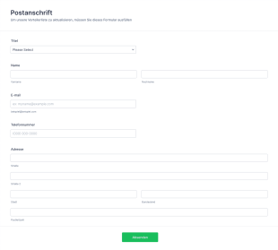 Postanschrift Aktualisierung