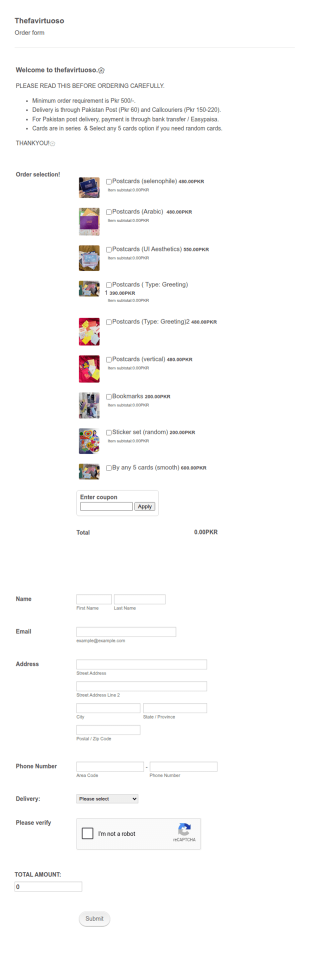 Postcard Order Form Template