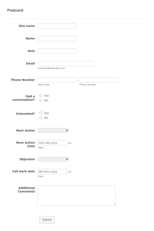 Postcard Questions Form Template