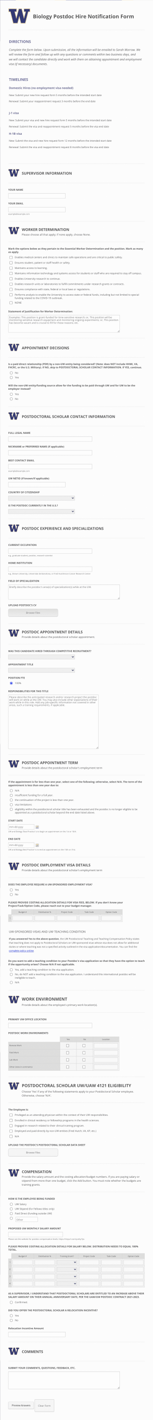 Postdoctoral Scholar Hire Notification Form Template
