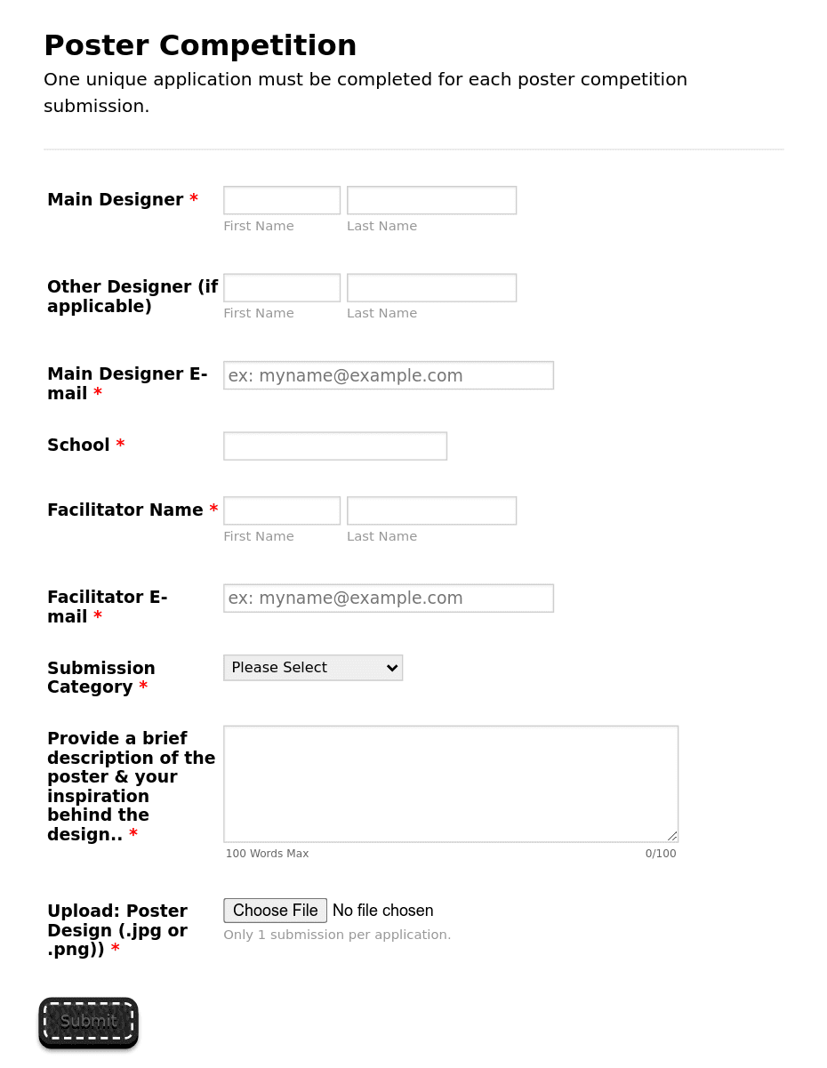 Poster Competition Form Template | Jotform