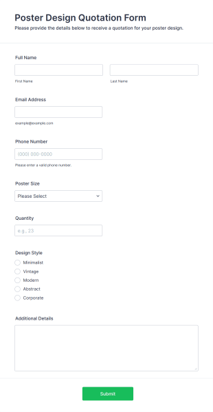 Poster Design Quotation Form Template