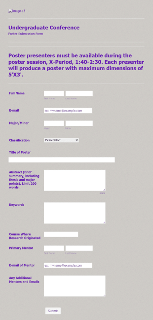 Poster Submission Form Template