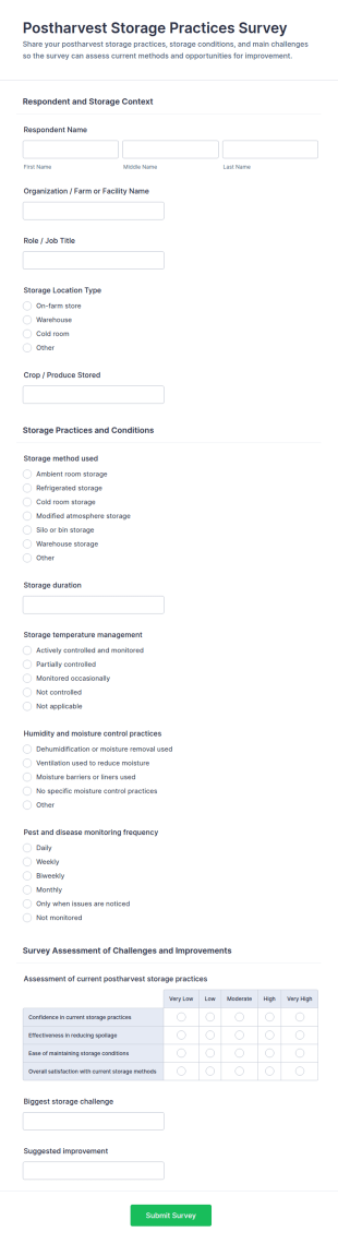 Postharvest Storage Practices Survey Form Template