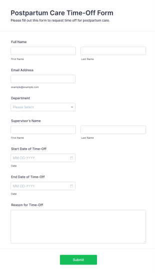 Postpartum Care Time Off Form Template