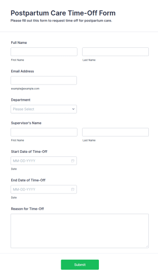 Postpartum Care Time Off Form Template