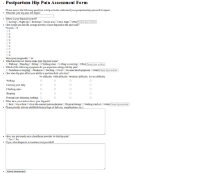 Postpartum Hip Pain Assessment Form Template