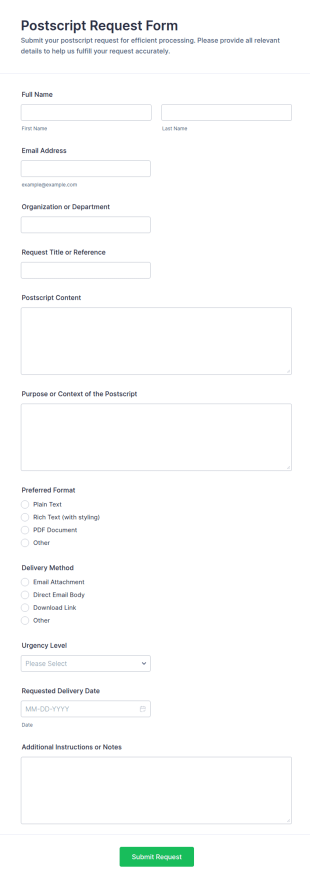 Postscript Request Form Template