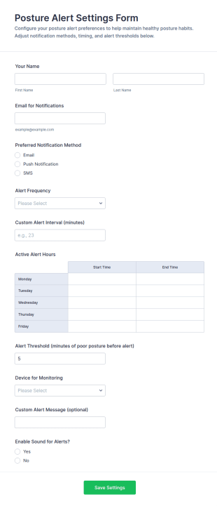 Posture Alert Settings Form Template