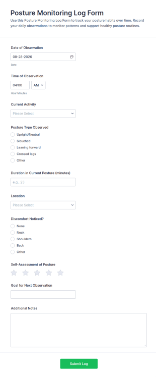 Posture Monitoring Log Form Template