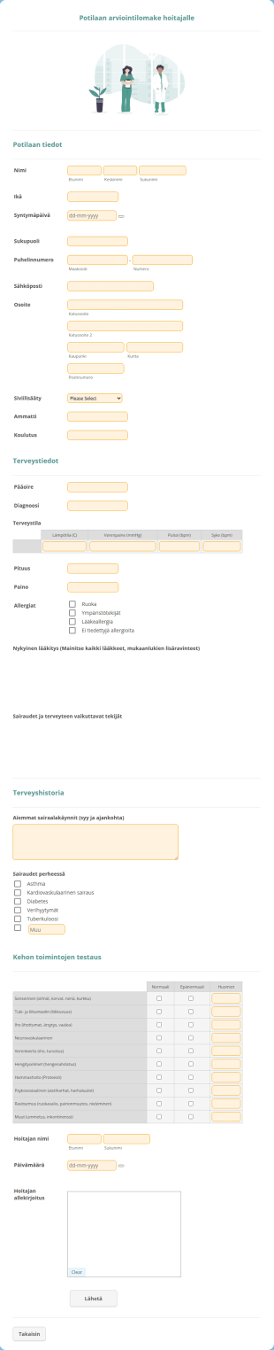 Potilaan Arviointilomake Hoitajalle