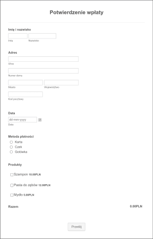 Potwierdzenie Wpłaty Form Template